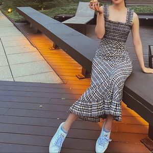 Ganni Checked Seersucker Dress